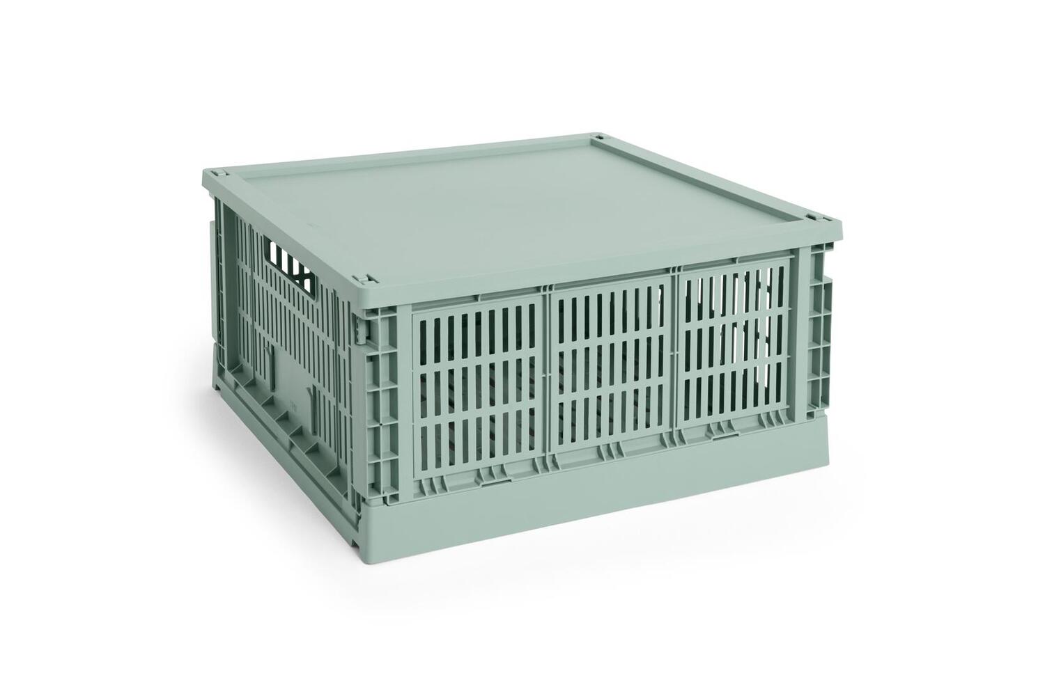 Colour Crate Plastic Square låg -Sage green